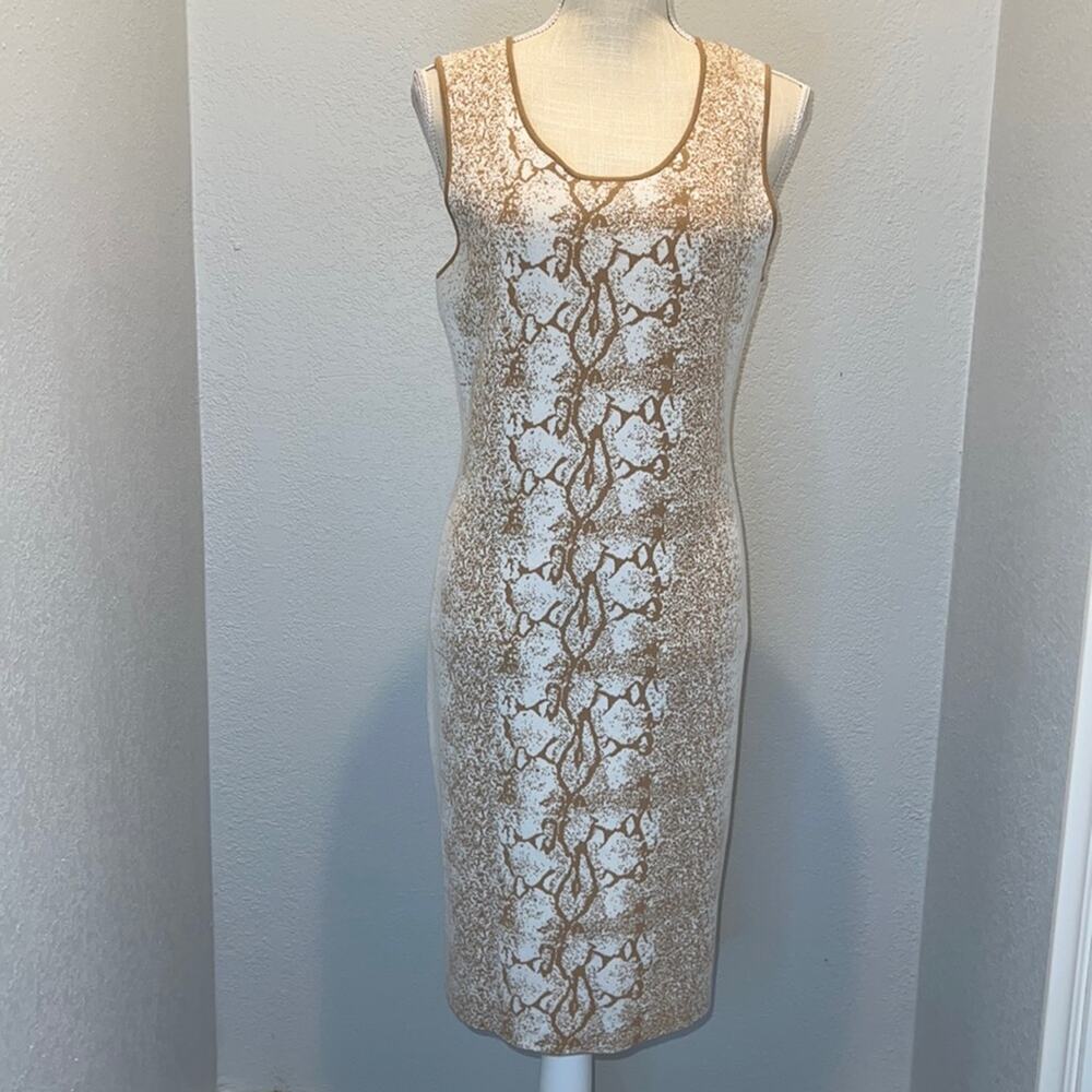 Etcetera Knit Sleeveless Snakeskin Print Cotton Blend Dress Womens Size - L